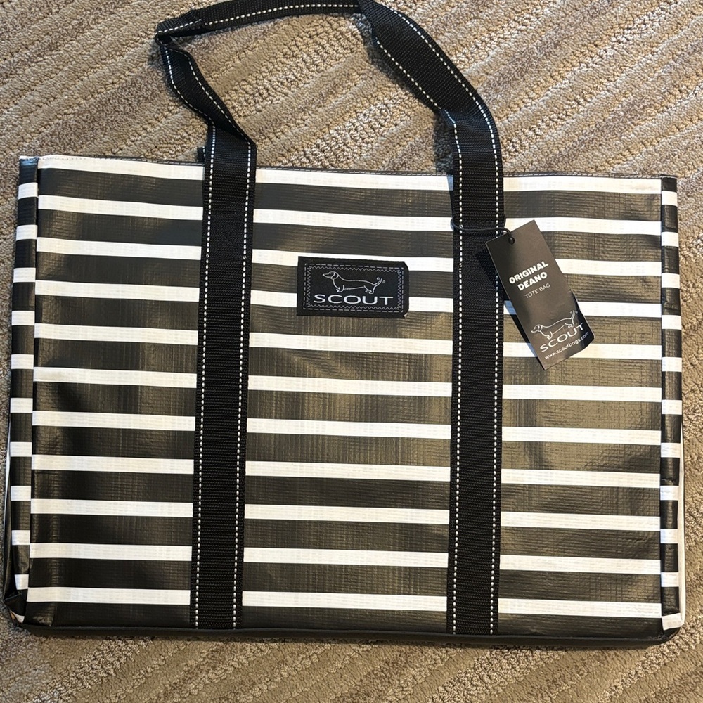 Scout Black and White Striped Tote Bag